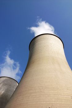 View of the huge water towers in a heat power plant