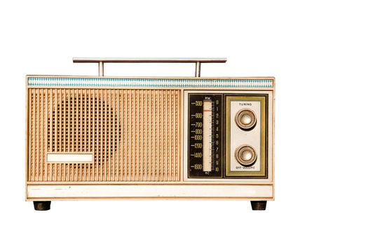 old radio isolated on white background