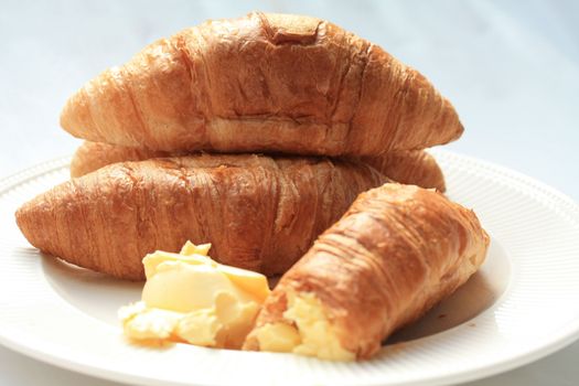 French breakfast: croissants with butter