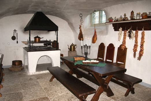 Kitchen of 18 centuries in a basement