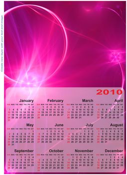 Abstract design template for 2010 calendar. Based on rendering of 3d fractal graphics. For using create new layer with your text and image.