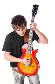 Rocker with his classic electric guitar
