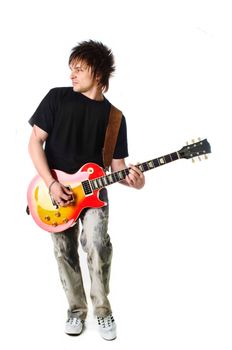 Rocker with his classic electric guitar
