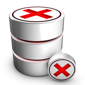 Icon symbolizing the deletion of an existing database.