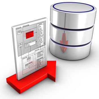 Icon symbolizing a schema import into a database
