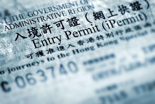 It is a close-up entry permit photo of Hong Kong.