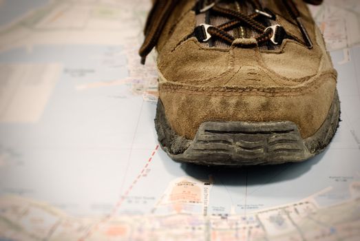 It is one shoe on the map,traveling world alone.