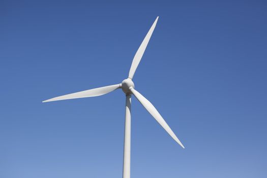 Close up of a wind turbine at a wind farm