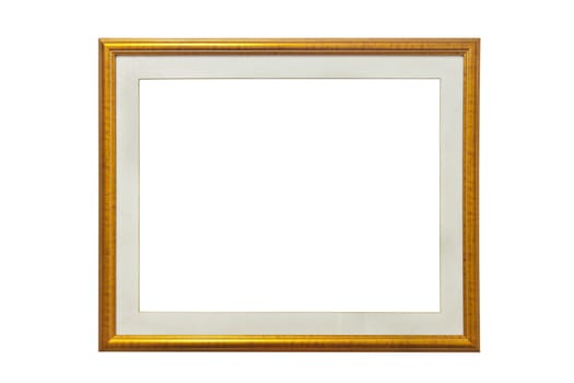 Isolated wood picture photo with cream frame