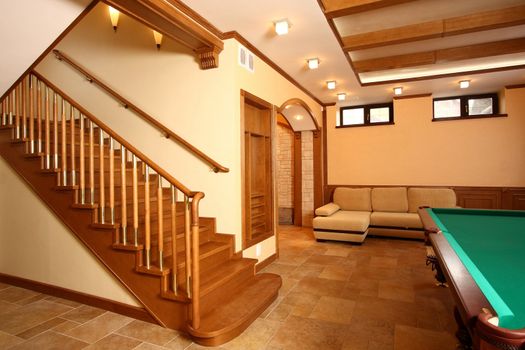 Ladder upwards from a natural tree in a billiard room