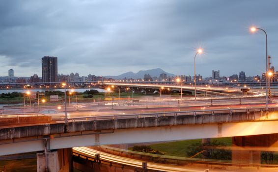 It is a beautiful cityscape of busy interchange.
