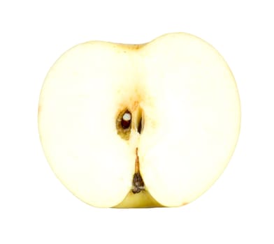 Yellow apple sliced isolated on white 