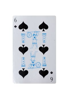 six of clubs vintage playing card 