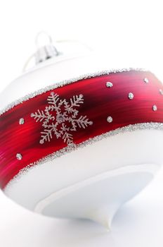 Closeup of red and white Christmas decoration