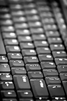 close up of a black keyboard from a laptop