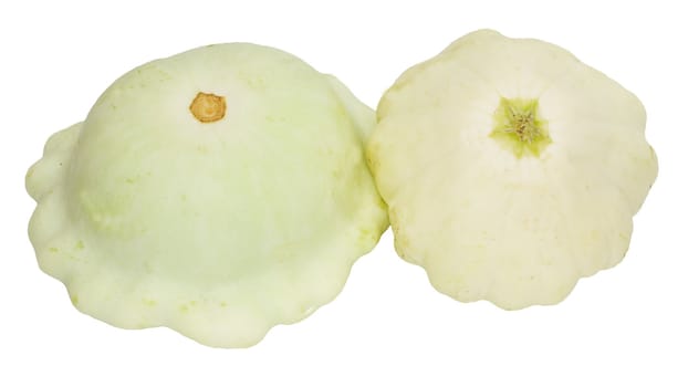 Scallop squash on white background 