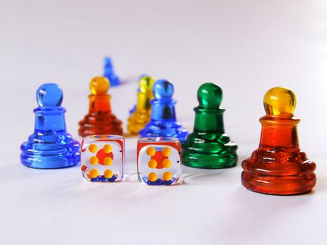 2 cubes with glass figurines

