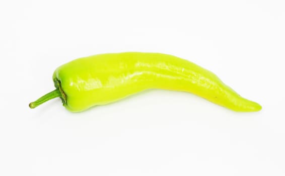 Green pasilla chile pepper isolated on white 