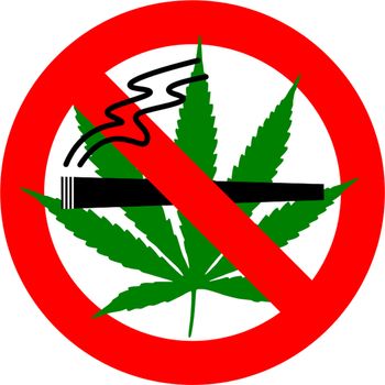 No cannabis sign isolated over white background