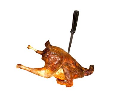 Whole Roast Chicken On White background 