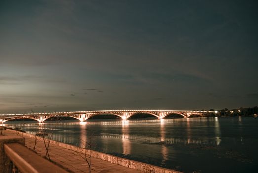 The city bridge at night all on fires