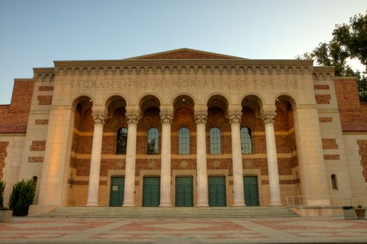 Sunrise shot with high dynamic range photography of the Sacramento Memorial Auditorium