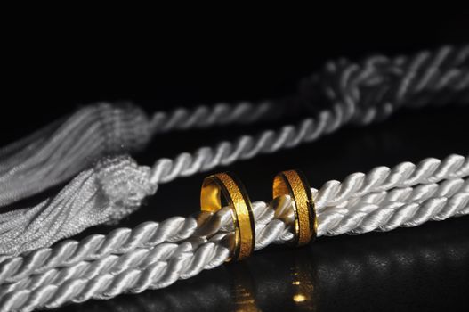 Wedding Rings on bridal cord