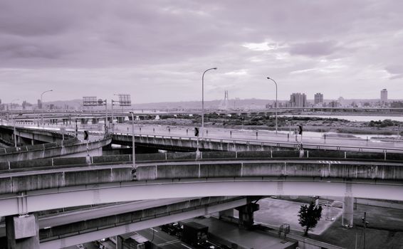 It is a beautiful cityscape of busy interchange.