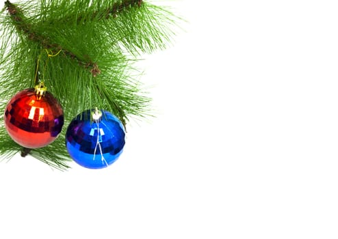 two christmas toys on white background