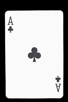 Ace of Clubs against black background