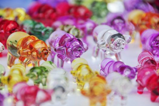 Ox-shaped glass figurines for sale during Chinese New Year's Year of the Ox