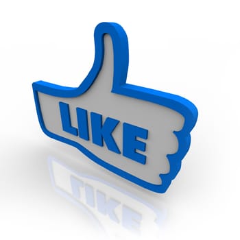 A blue outlined thumbs up icon for approving or liking a website or object under review