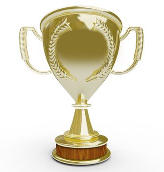 A golden trophy with a blank space on its front for you to place your own text in recognition of a job well done and congratulating someone on an important achievement