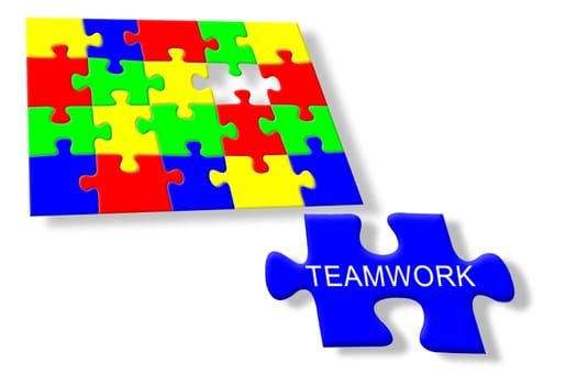 Colorful jigsaw puzzle Teamwork