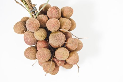 Bunch of Lychees on white background