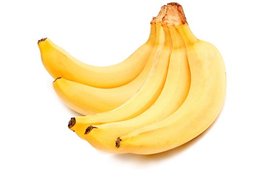 Photo of a sheaf of bananas on a white background 
