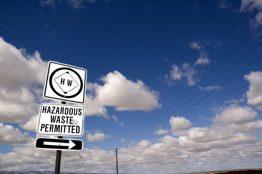 Hazardous waste road sign