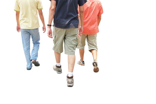 Group of people walking on the white background