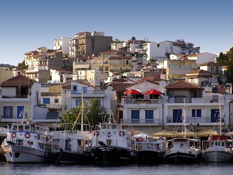 Harbour at greek island town.