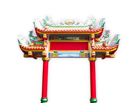 Chinese gates on the white background