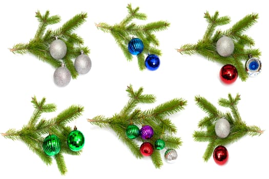 Firry twig and toys (color spheres). 