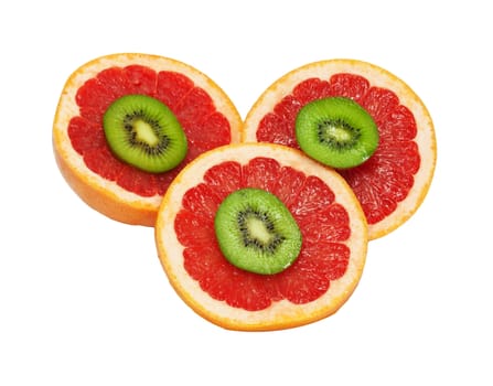 Isolated Kiwi and Grapefruit 