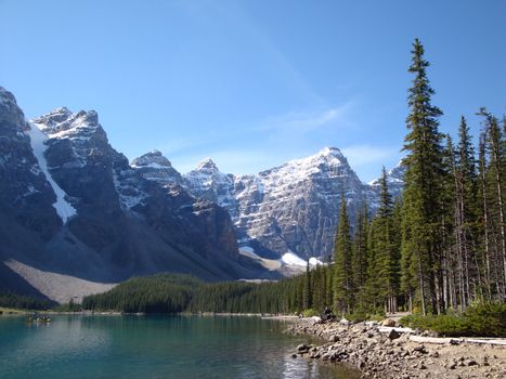 Lake Moraine in  Banff National Park, Alberta, Canada