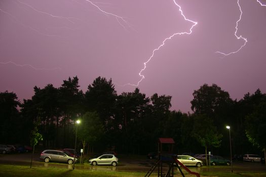 Lightning  during a summer storm  at night
