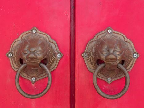 Lion Head Door Handle At A Temple Door