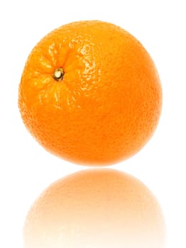 A ripe orange on a white background