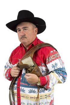 Cowboy with holster over shoulder