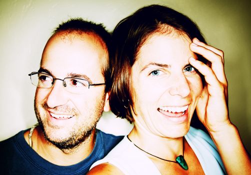 Attractive Man and Woman Smiling in Closeup Shot