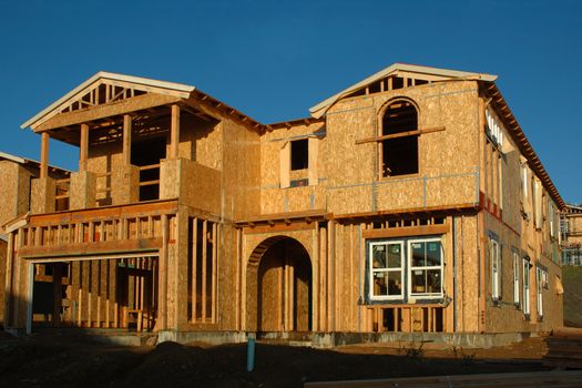 Modern house under construction in a new Development in Northern California