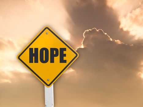 Hope Sign with golden sky